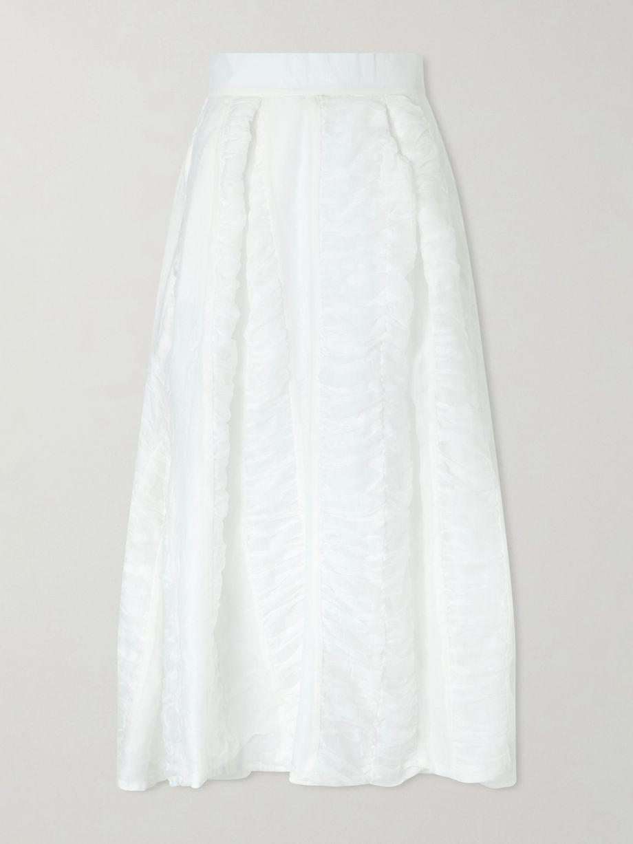 Wynona ruched cotton-gauze midi skirt by THIERRY COLSON