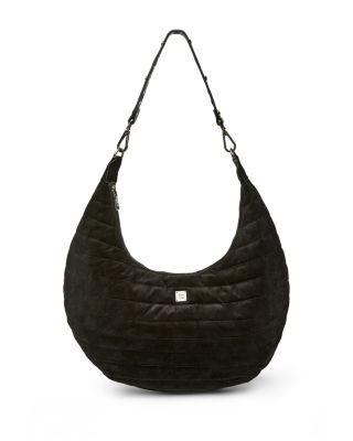 Moonbeam Medium Quilted Suede Shoulder Bag by THINK ROYLN