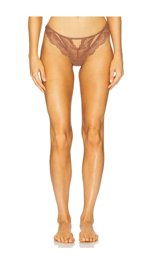 Thistle and Spire Kane Cutout Thong in Chocolate by THISTLE&SPIRE Thistle and Spire Kane Cutout Thong in Chocolate by THISTLE&SPIRE