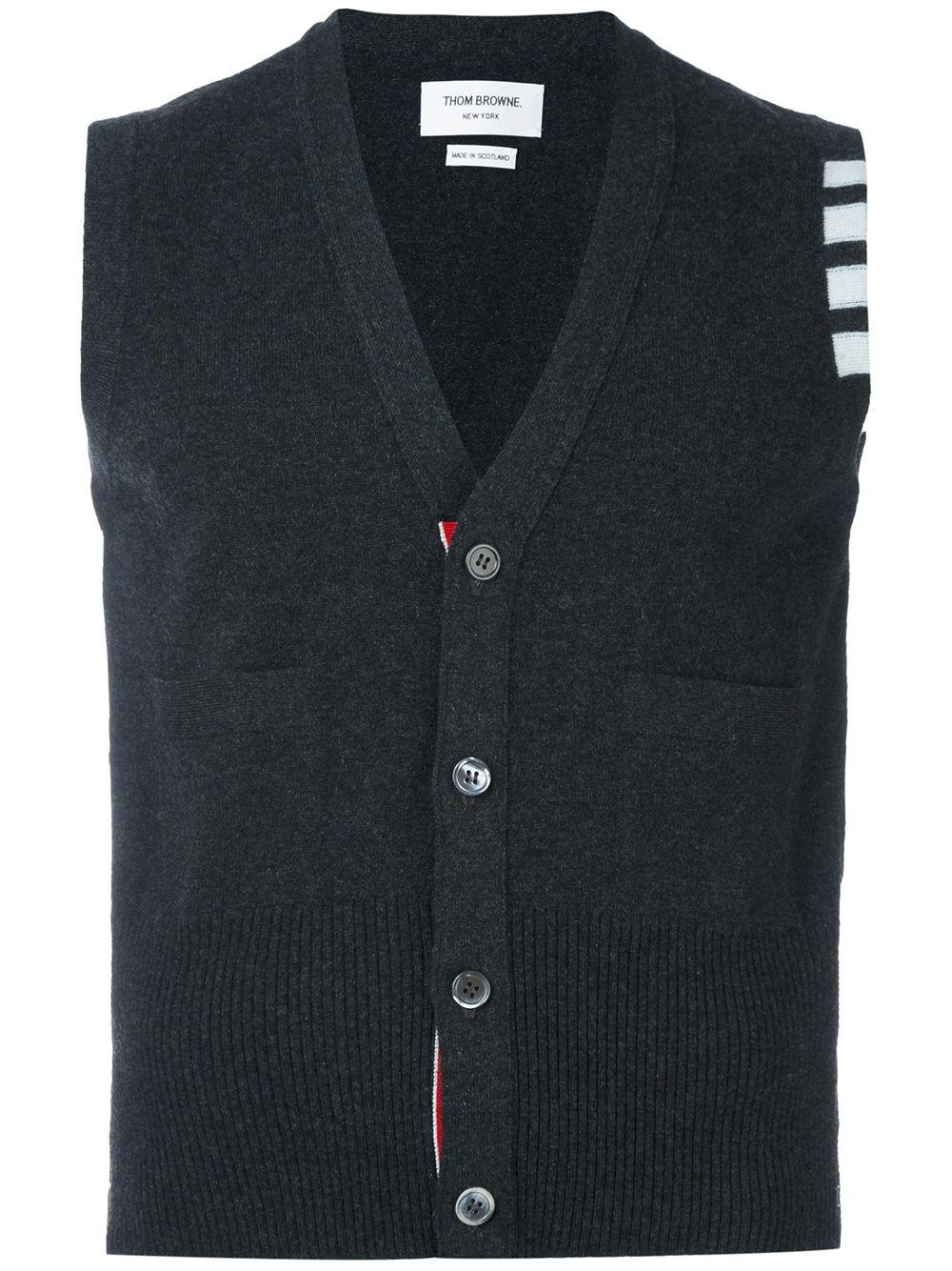 4-Bar Cashmere Cardigan Vest by THOM BROWNE