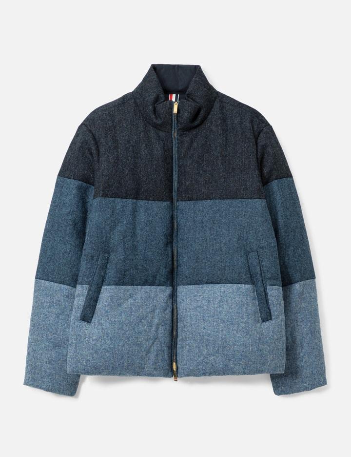 4-Bar Reversible Funnel Neck Padded Jacket by THOM BROWNE