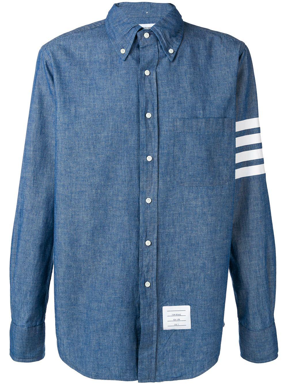 4-Bar Straight-Fit Chambray Shirt by THOM BROWNE
