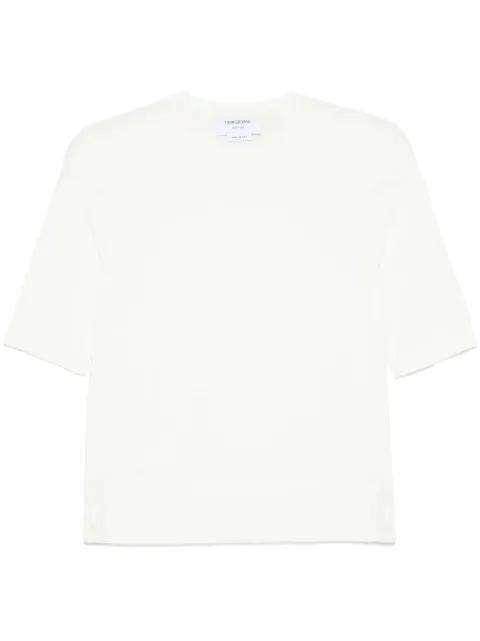 4 Bar Stripes feather-intarsia T-shirt by THOM BROWNE