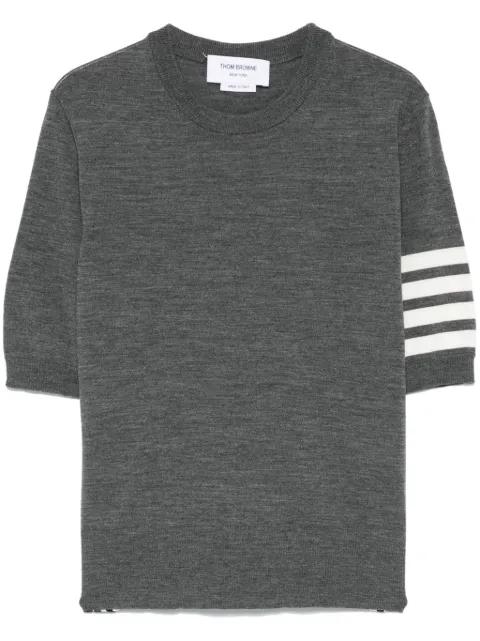 4 Bar Stripes fine-knit T-shirt by THOM BROWNE