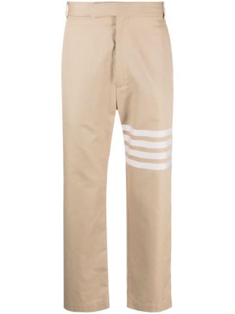4-Bar cotton straight-leg trousers by THOM BROWNE