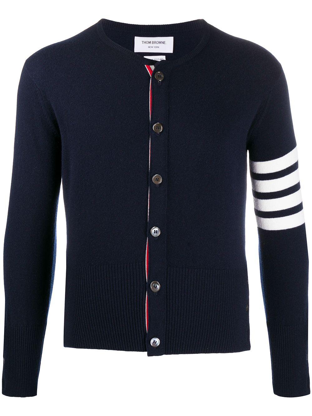 4-Bar crew neck cardigan by THOM BROWNE