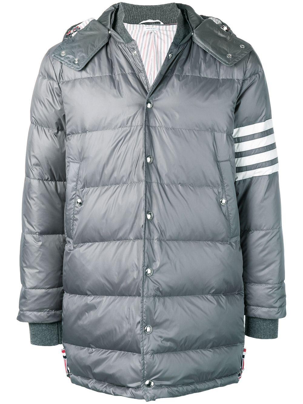 4-Bar down hoodied coat by THOM BROWNE