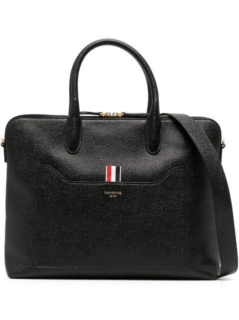4-Bar leather briefcase by THOM BROWNE