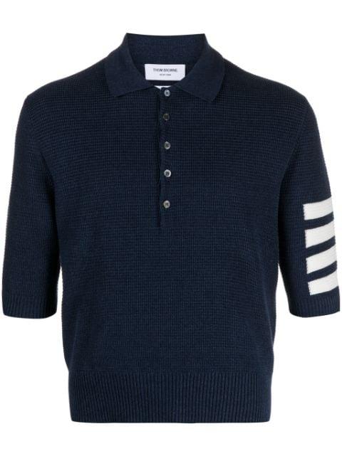 4-Bar linen-blend polo by THOM BROWNE