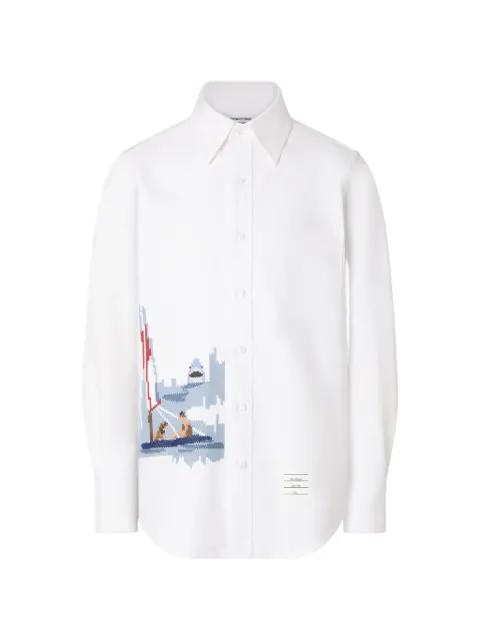 4-Bar scenic-intarsia Oxford shirt by THOM BROWNE