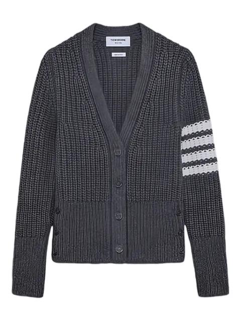 4-Bar stripe V-neck cardigan by THOM BROWNE