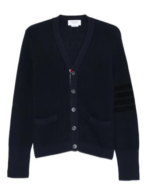 4-Bar stripe blue cardigan by THOM BROWNE