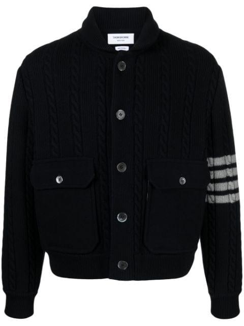 4-Bar stripe cable-knit jacket by THOM BROWNE