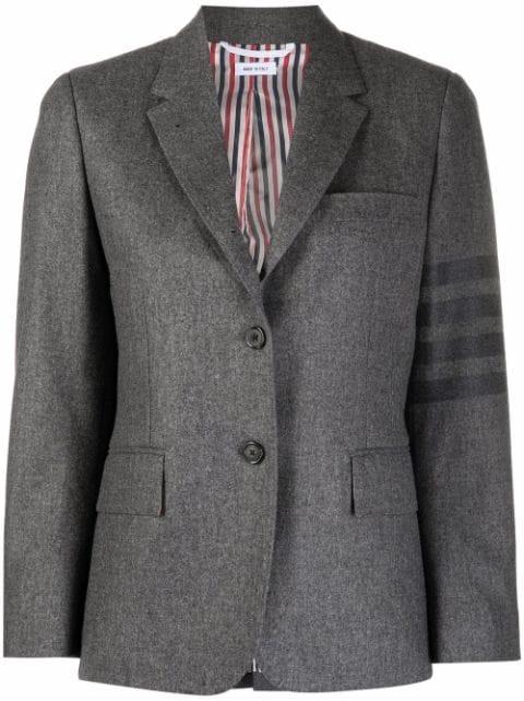 4-Bar stripe cropped button-front blazer by THOM BROWNE