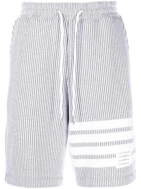 4-Bar stripe seersucker shorts by THOM BROWNE