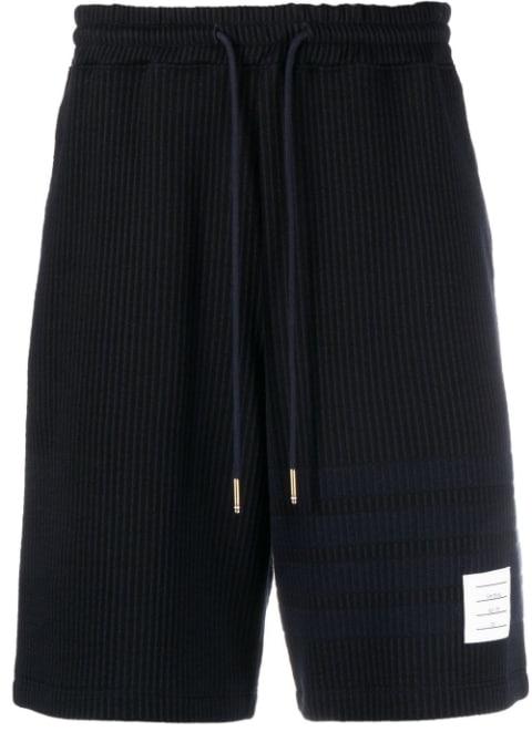 4-Bar stripe seersucker track shorts by THOM BROWNE