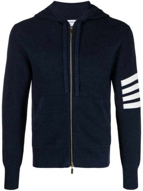 4-Bar stripe waffle-knit hoodie by THOM BROWNE