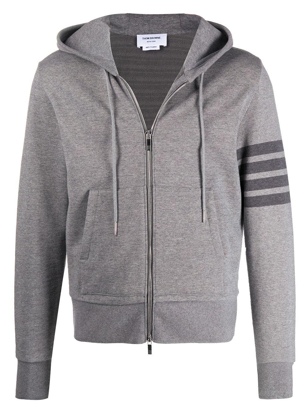 4-Bar stripe zip-up hoodie by THOM BROWNE