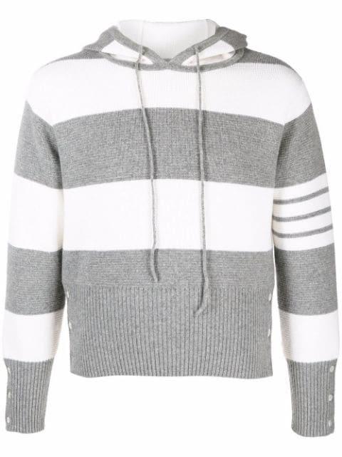 4-Bar striped hoodie by THOM BROWNE