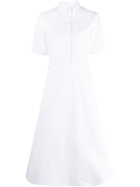 A-line cotton short-sleeve shirt dress by THOM BROWNE