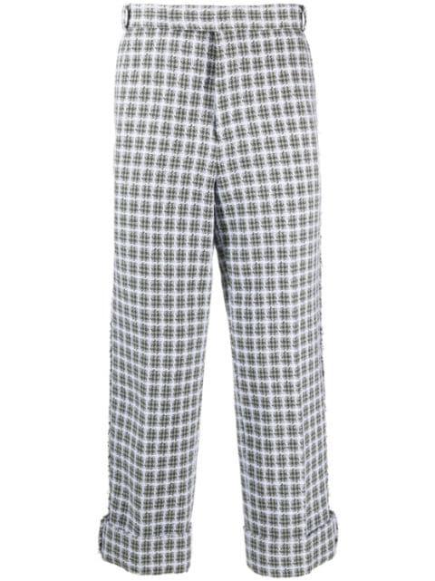 Backstrap-detail checked tailored trousers by THOM BROWNE