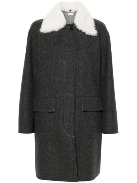 Bal-collar wool-felt coat by THOM BROWNE