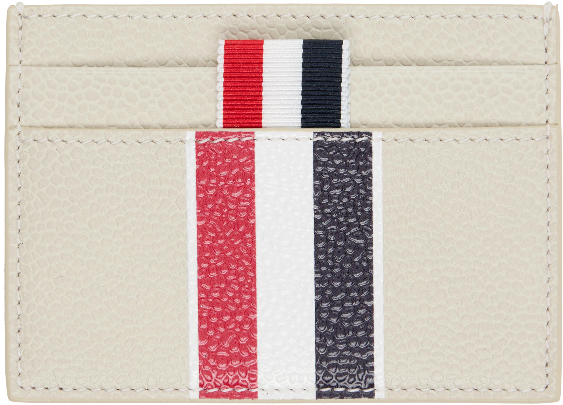 Beige Single Card Holder by THOM BROWNE
