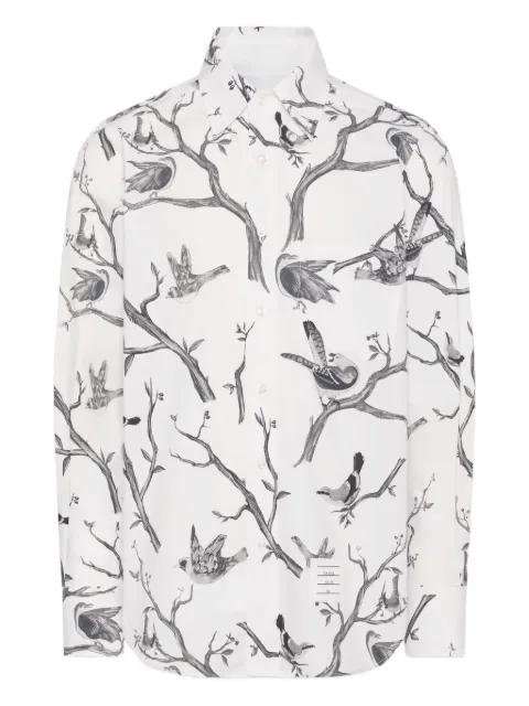 Bird-print poplin shirt by THOM BROWNE