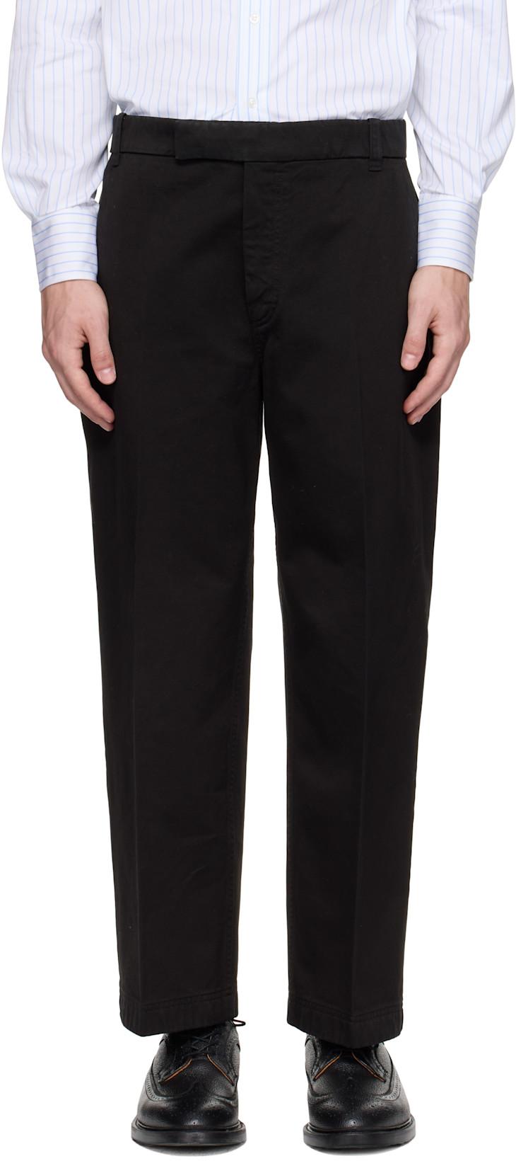 Black Cotton Twill Utility Trousers by THOM BROWNE