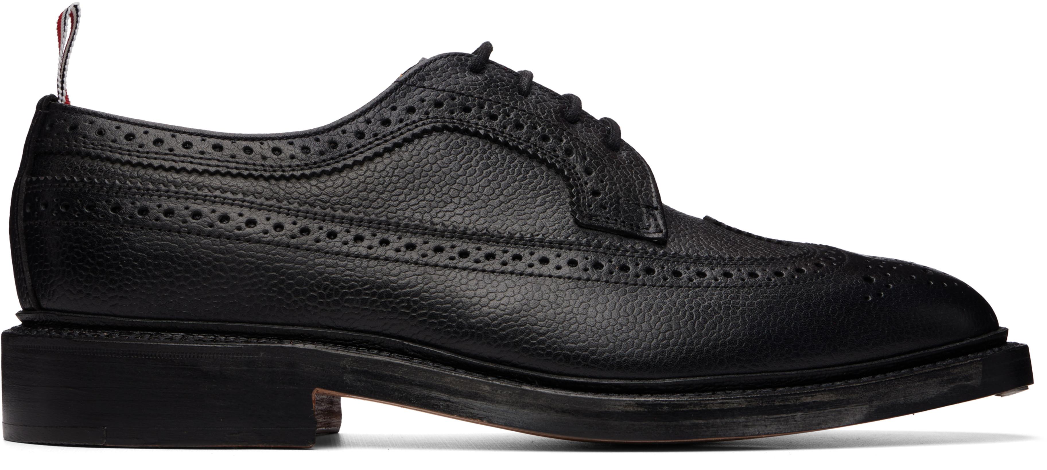 Black Leather Sole Longwing Brogues by THOM BROWNE
