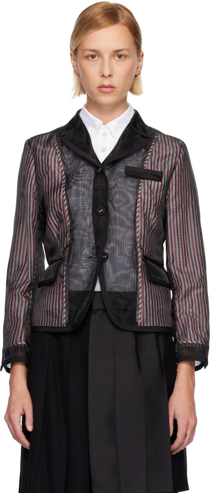 Black Organza Sport Blazer by THOM BROWNE