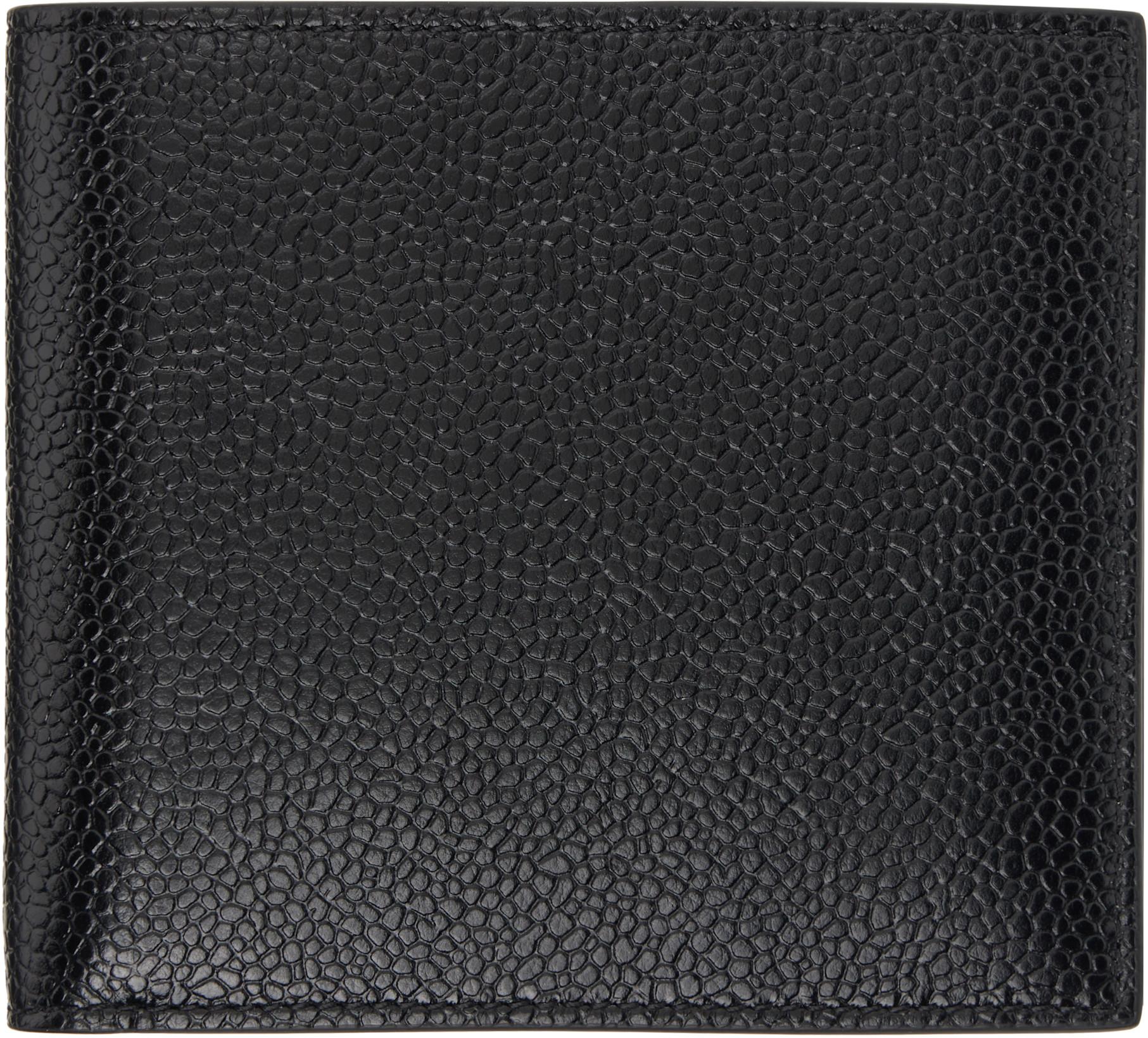 Black Pebble Grain Leather Billfold Wallet by THOM BROWNE