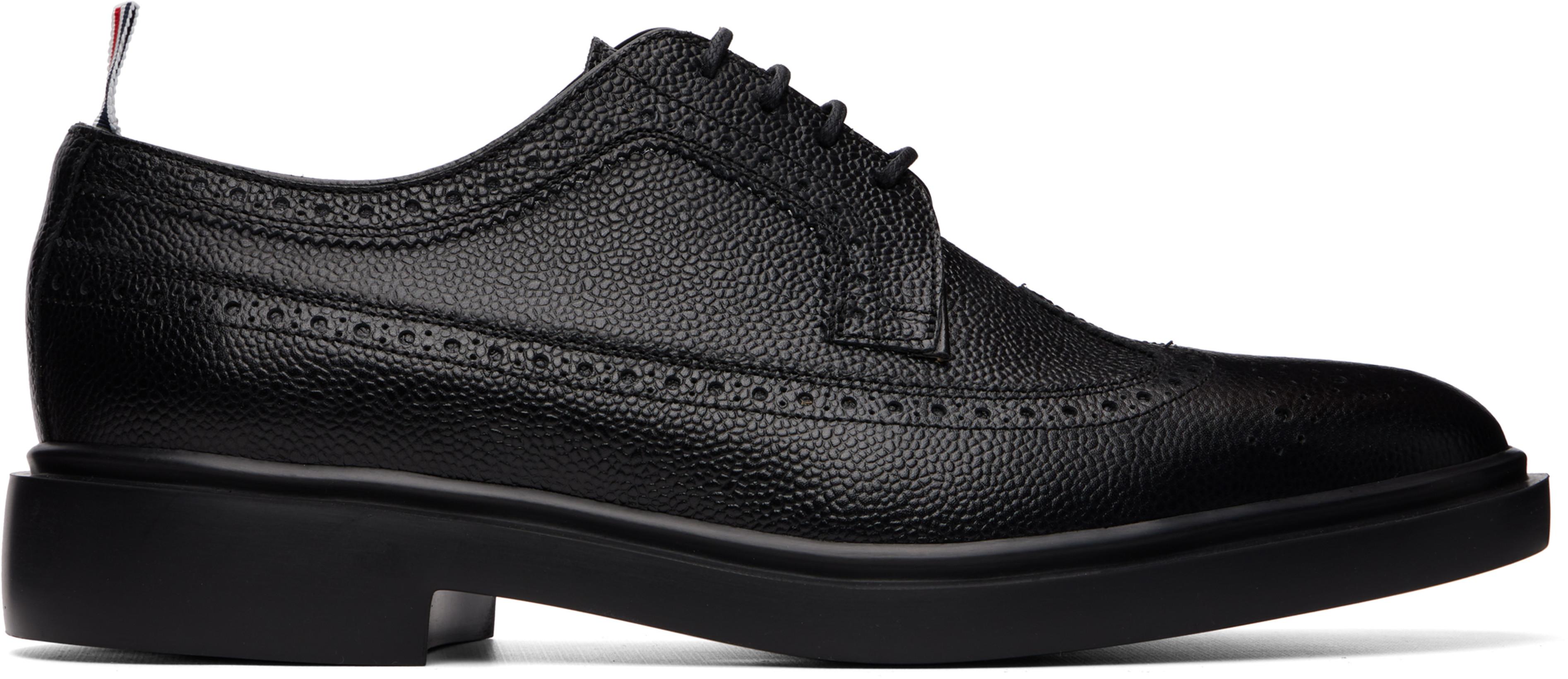 Black Pebble Grain Longwing Brogues by THOM BROWNE