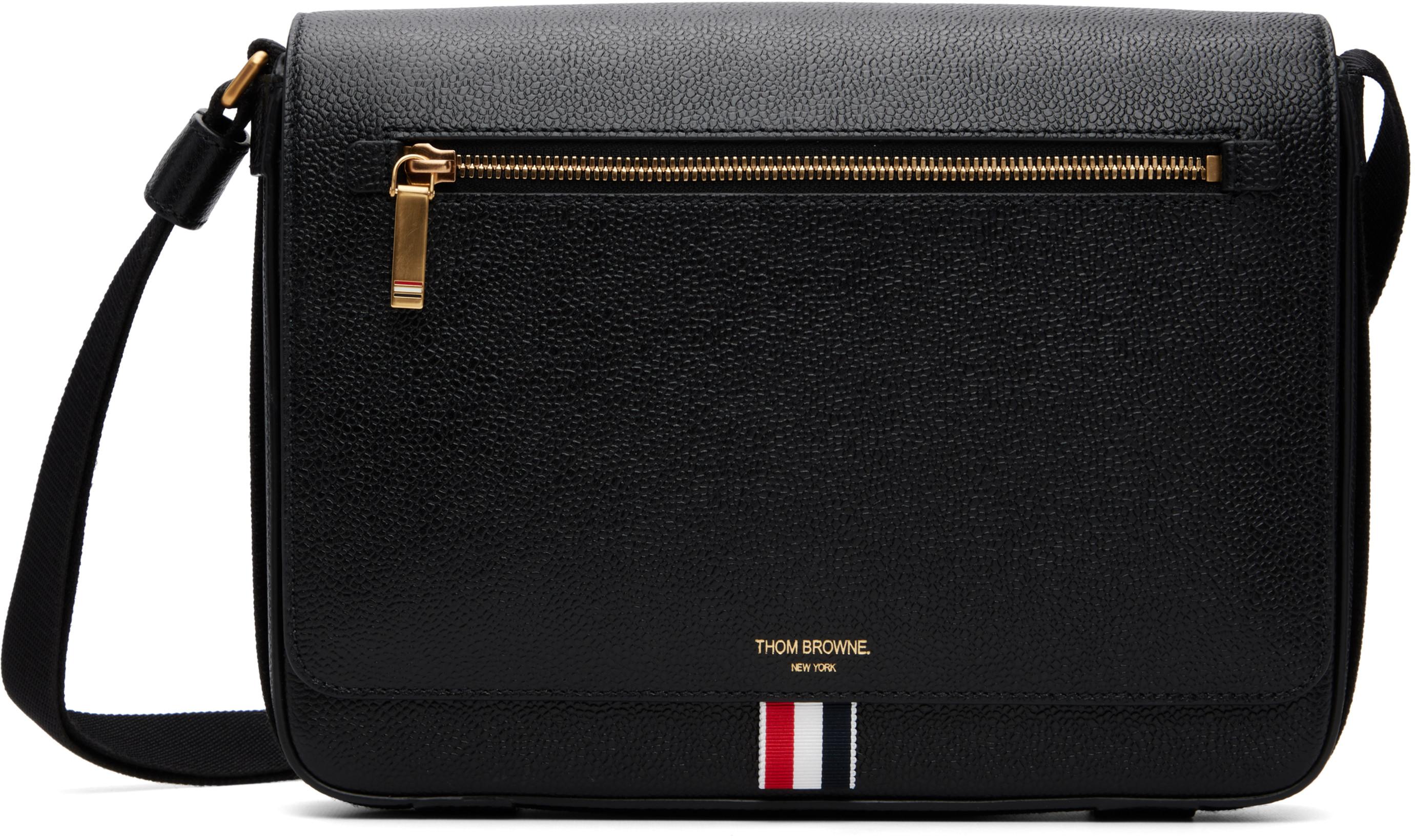 Black Pebble Grain Reporter Bag by THOM BROWNE