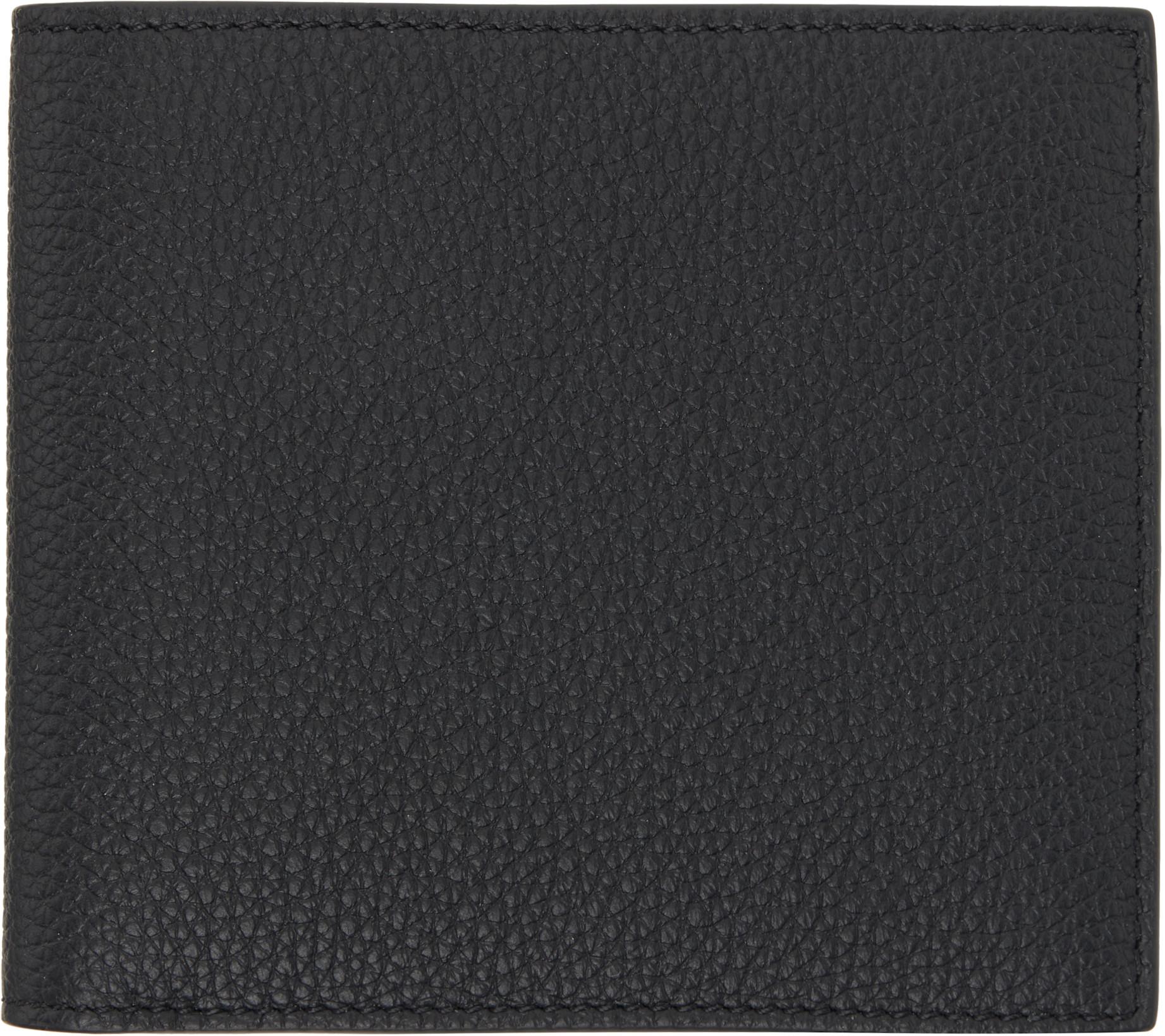 Black Soft Pebble Grain Leather Billfold Wallet by THOM BROWNE