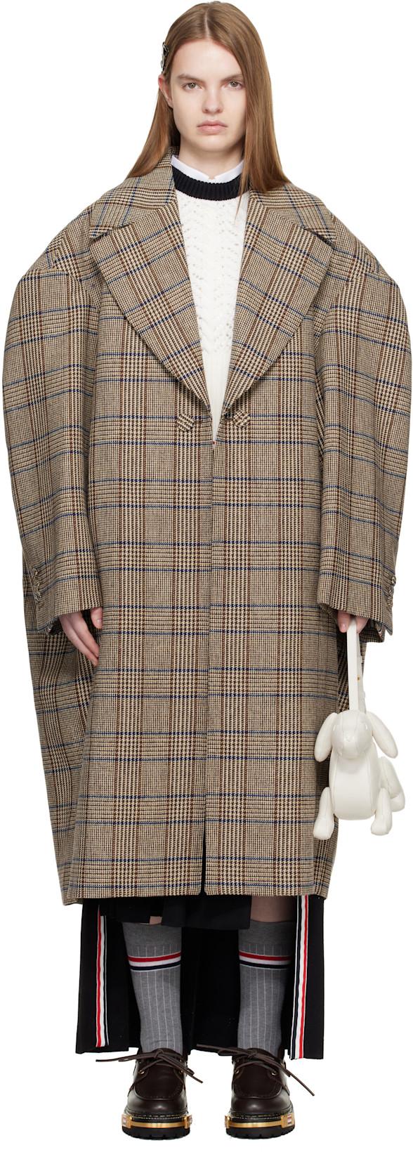 Brown Hunting Tweed Cocoon Coat by THOM BROWNE