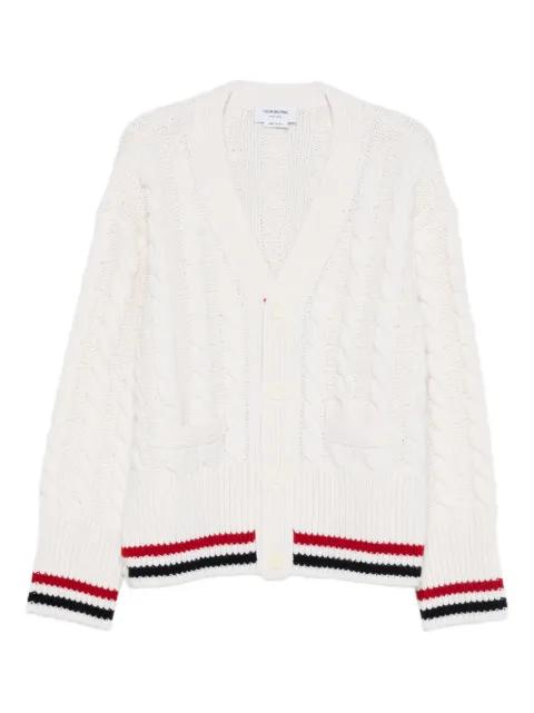 Cable Knit wool cardigan by THOM BROWNE
