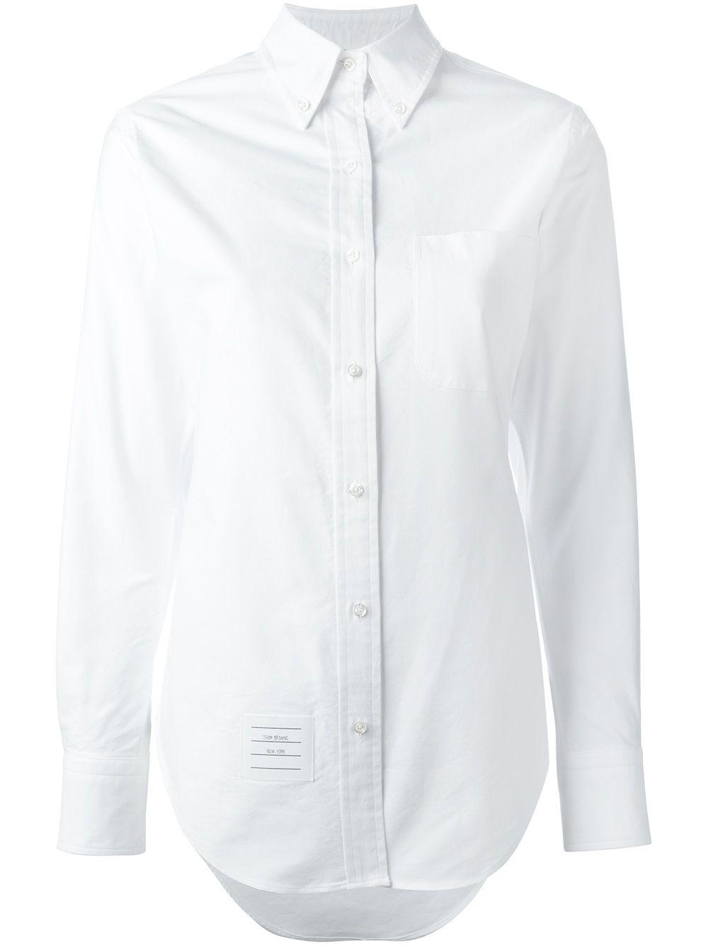 Classic Long Sleeve Button Down Point Collar Shirt In Oxford by THOM BROWNE