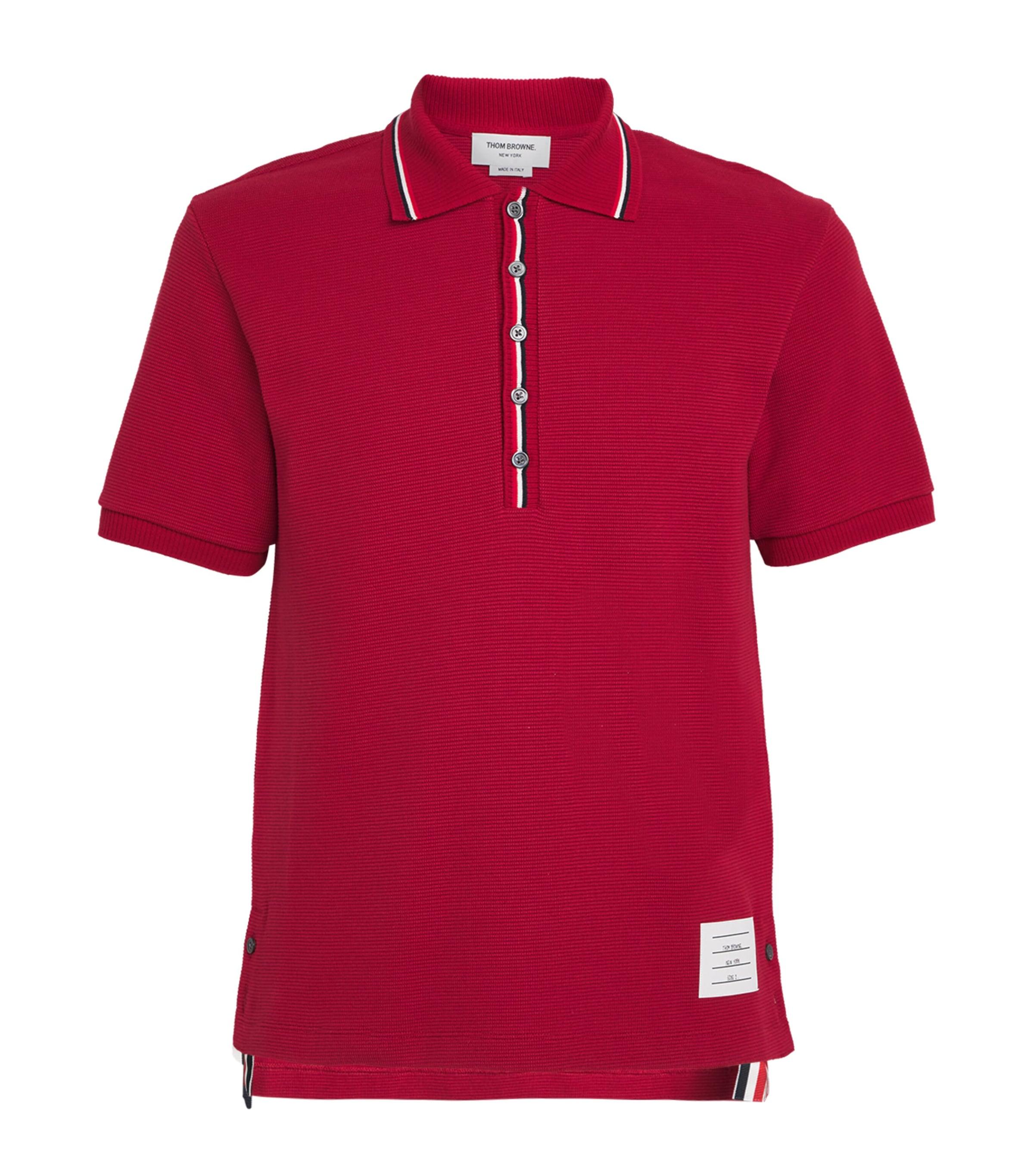 Cotton Rib-Cuff Polo Shirt by THOM BROWNE