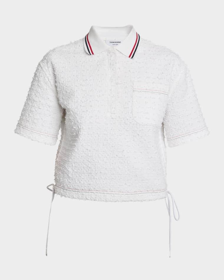 Drawstring Hem Crop Polo Shirt by THOM BROWNE