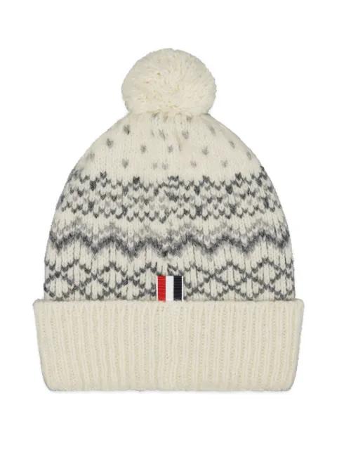 Fair Isle donegal mohair tweed jersey hat by THOM BROWNE