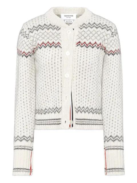 Fairisle Donegal knitted cropped cardigan by THOM BROWNE