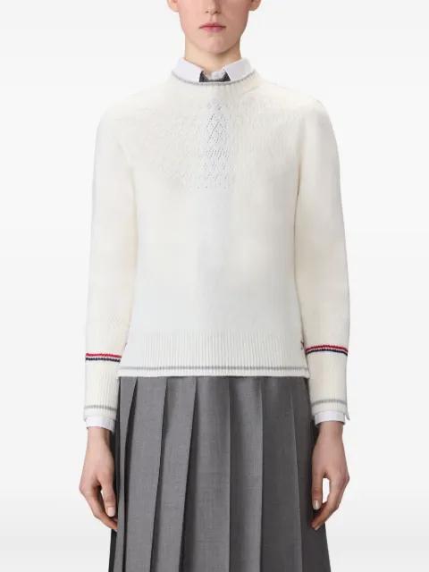 Fairisle pointelle-knit wool sweater by THOM BROWNE