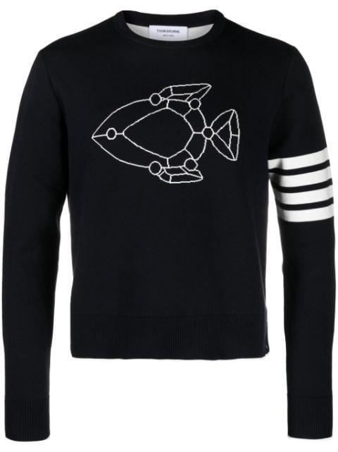 Fish Icon-intarsia jumper by THOM BROWNE
