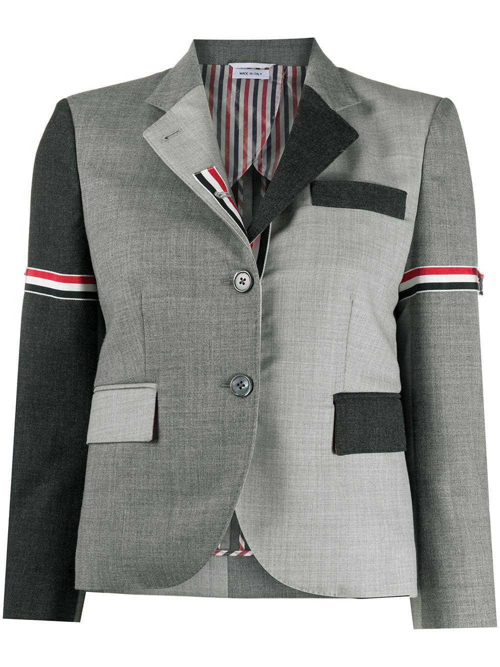 Fun-Mix 2ply fresco panelled blazer by THOM BROWNE