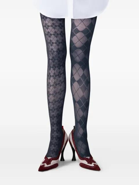 Funmix Argyle sheer tights by THOM BROWNE