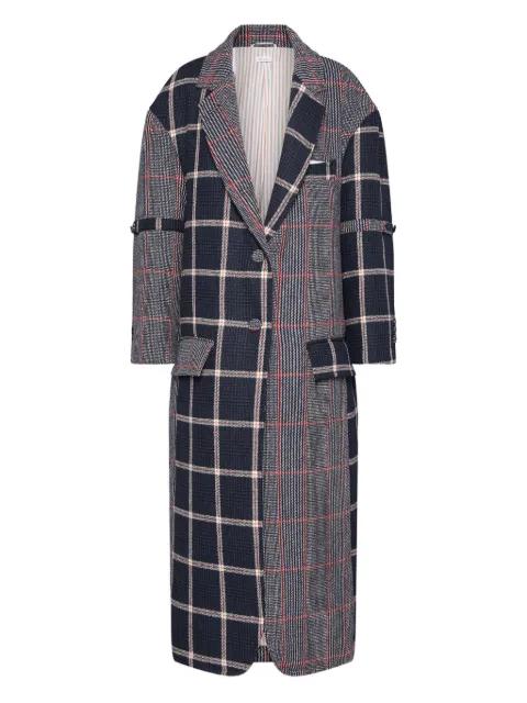 Funmix Prince of Wales-check coat by THOM BROWNE