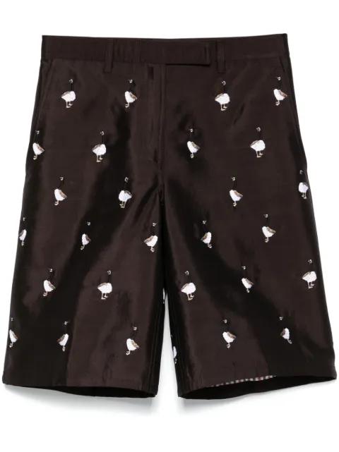 Goose-embroidered wide-leg shorts by THOM BROWNE