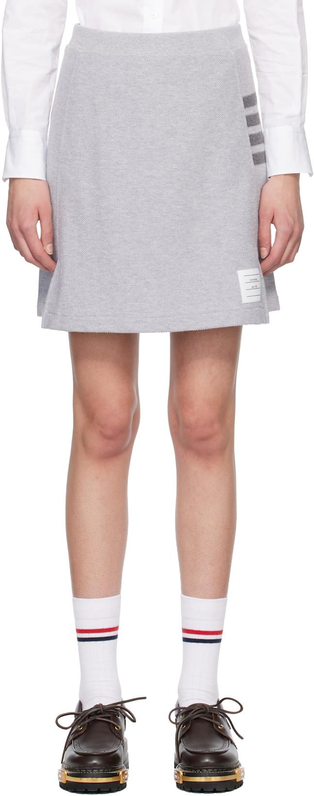 Gray Box Pleat Miniskirt by THOM BROWNE