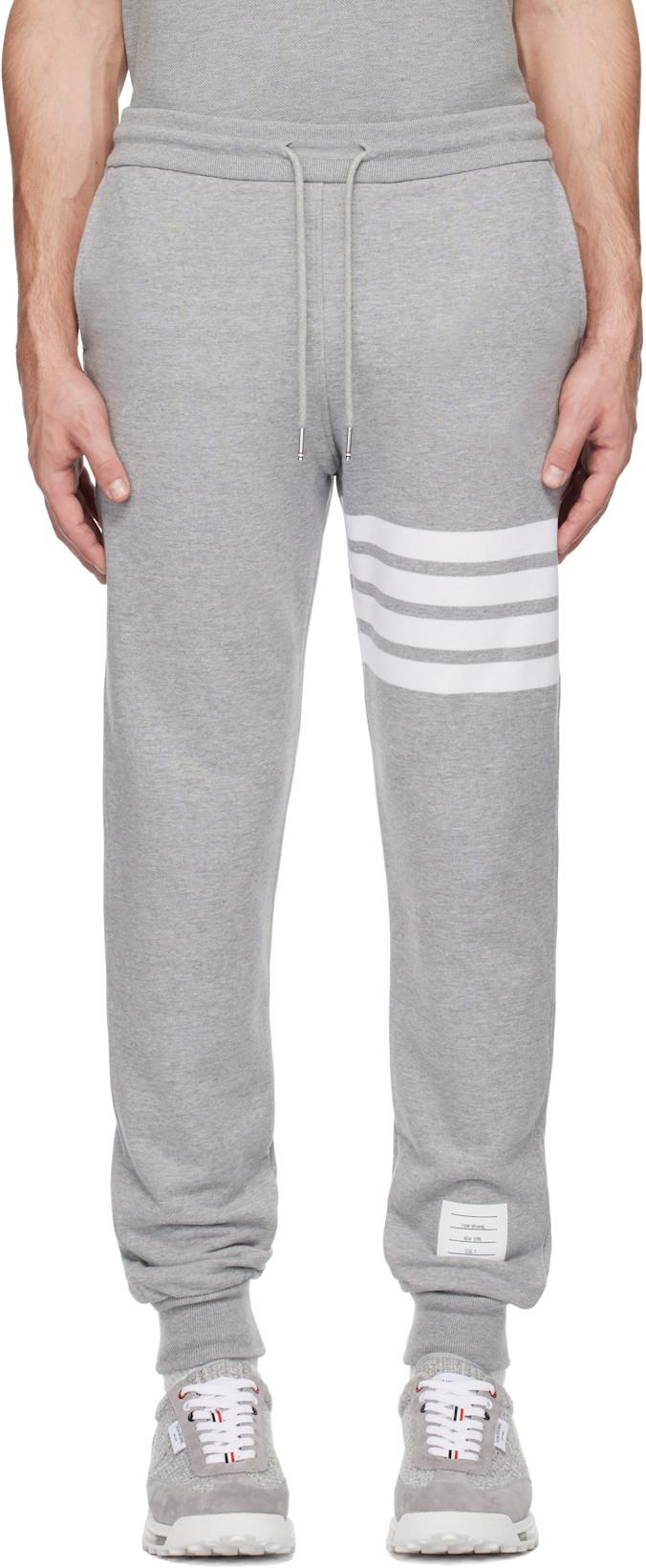 Gray Classic Loopback 4-Bar Sweatpants by THOM BROWNE
